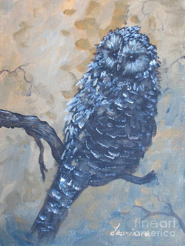 Owl Art Print featuring the painting Grey Owl1 by Laurianna Taylor