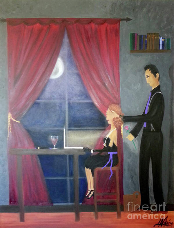 Couples Art Print featuring the painting Guess Who? by Artist Linda Marie