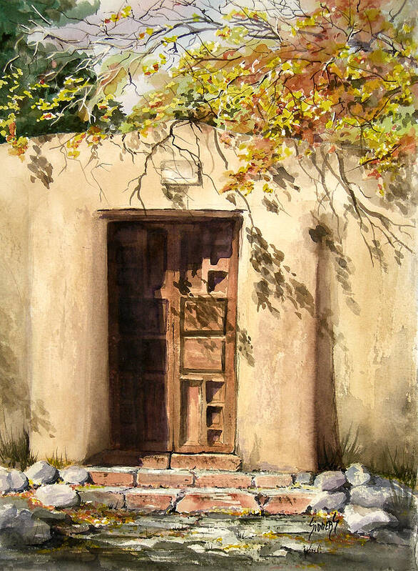 Door Art Print featuring the painting Hacienda Gate by Sam Sidders