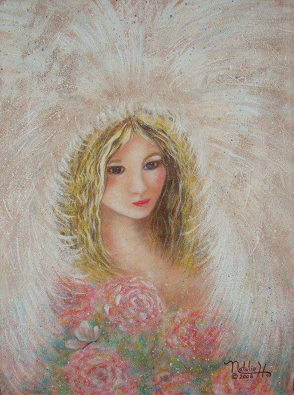Angel Art Print featuring the painting Heavenly Angel by Natalie Holland