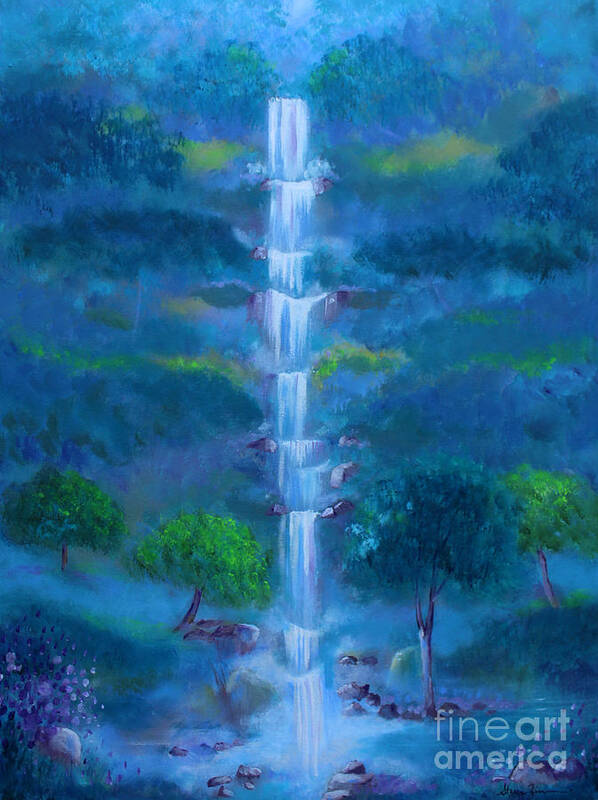 Landscape Art Print featuring the painting Heavenly Falls by Stacey Zimmerman