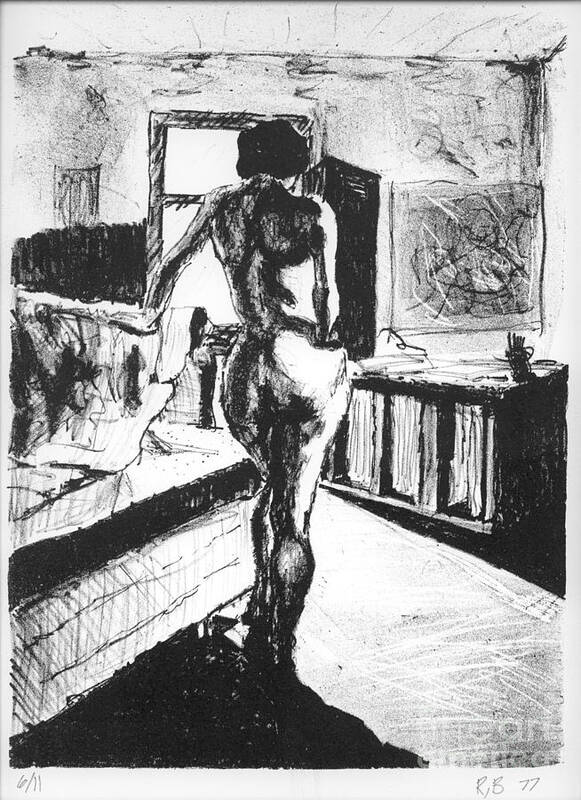 Lithograph Art Print featuring the mixed media Her Back by Ron Bissett