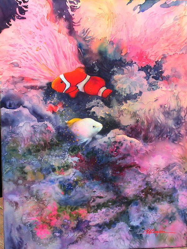 Watercolor Of Tropical Fish Art Print featuring the painting Here Comes Nemo by Maryann Boysen