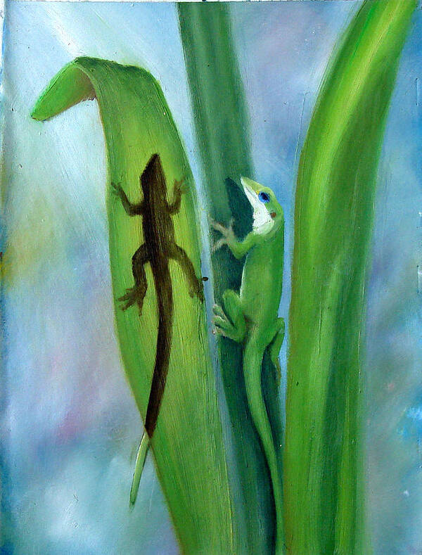 Geicko Art Print featuring the painting Here Lizard lizard by Darlene Green