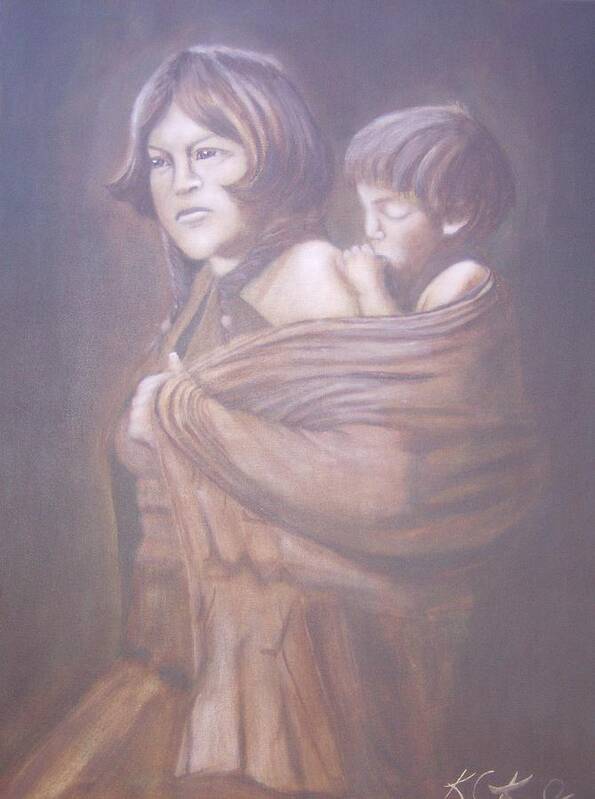 Indians Art Print featuring the painting Hopi Mother by KC Knight
