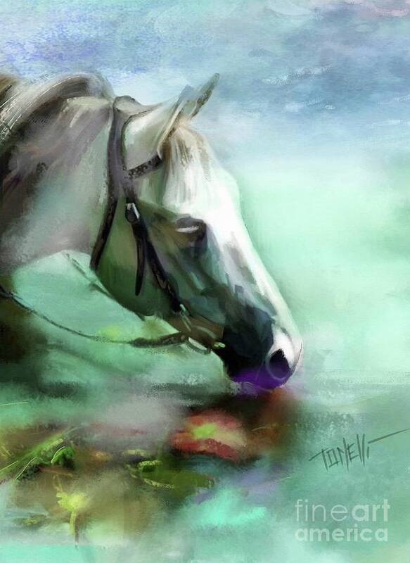 Horses Art Print featuring the mixed media Horse Andalusian by Mark Tonelli