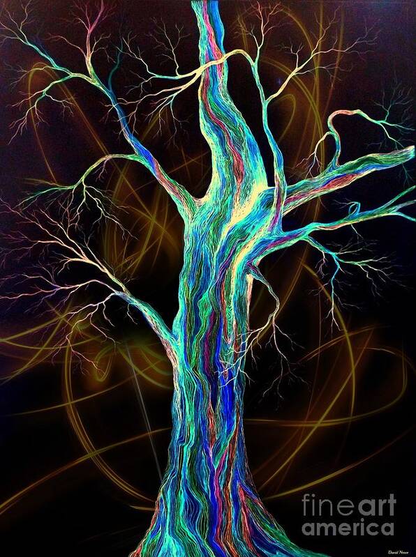 Tree Art Print featuring the drawing Hot Blue Blood by David Neace