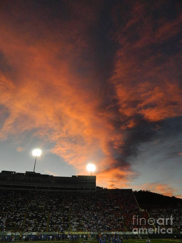 Fort Collins Art Print featuring the photograph Hughes Stadium Sunset by Sara Mayer