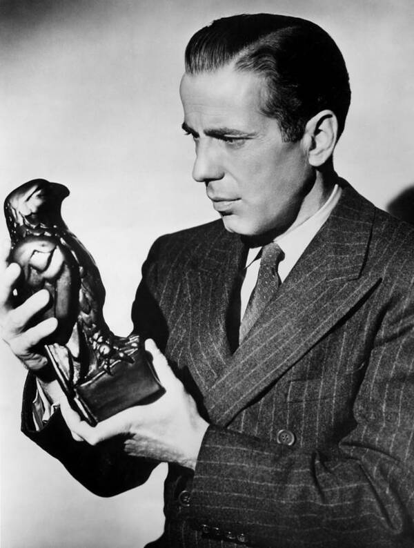 Humphrey Bogart Holding Falcon The Maltese Falcon 1941 Art Print featuring the photograph Humphrey Bogart holding falcon The Maltese Falcon 1941 by David Lee Guss