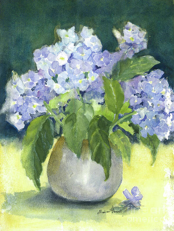  Art Print featuring the painting Hydrangeas in the Light by Maria Hunt