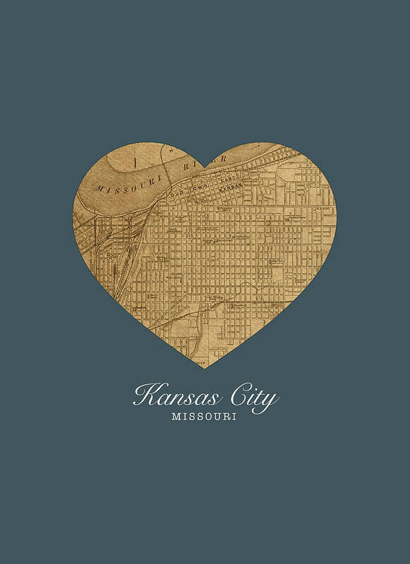 I Heart Art Print featuring the mixed media I Heart Kansas City Missouri Street Map Love Americana Series No 062 by Design Turnpike
