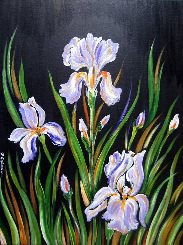 Floral Art Print featuring the painting I love Irises by Roberto Gagliardi