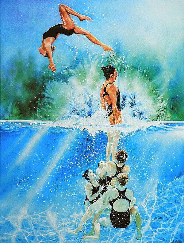 Swimming Art Print featuring the painting In Sync by Hanne Lore Koehler