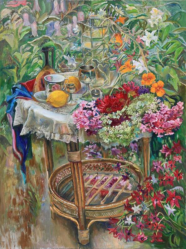 Maya Gusarina Art Print featuring the painting In the Garden by Maya Gusarina