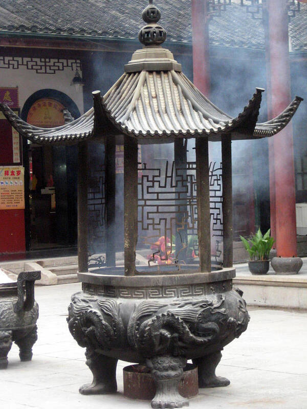 Photo Art Print featuring the photograph Incense Burner Shanghai by Lisa Boyd
