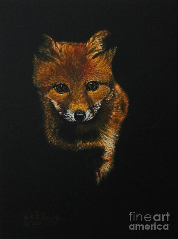 Fox Art Print featuring the painting Into The Light......Fox Kit by Bob Williams