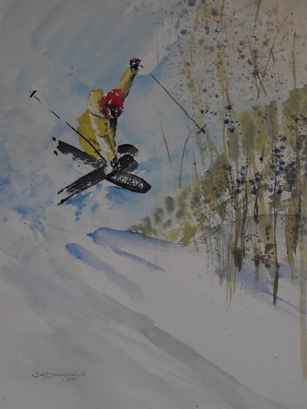 Skiing Art Print featuring the painting Iron Cross at Beaver Creek by Sandra Strohschein
