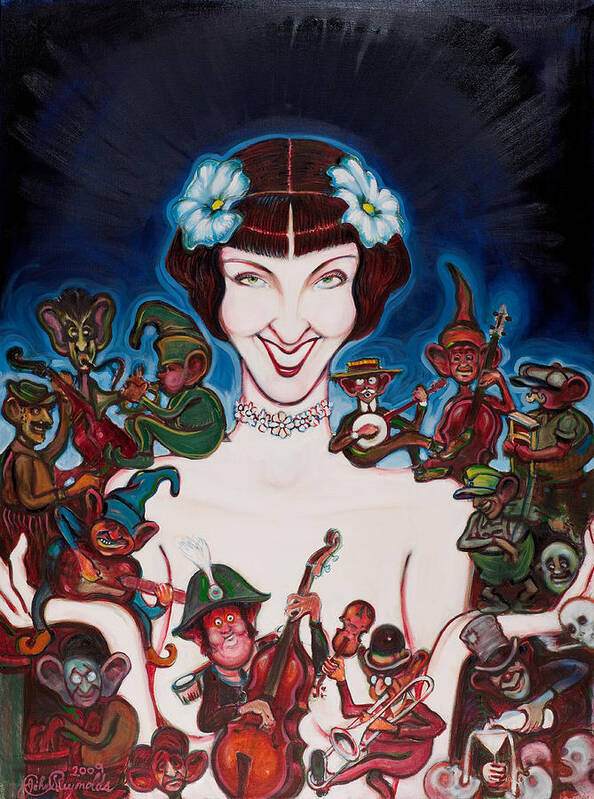 Janet Klein And Her Parlor Boys Art Print featuring the painting Janet Klein by John Reynolds