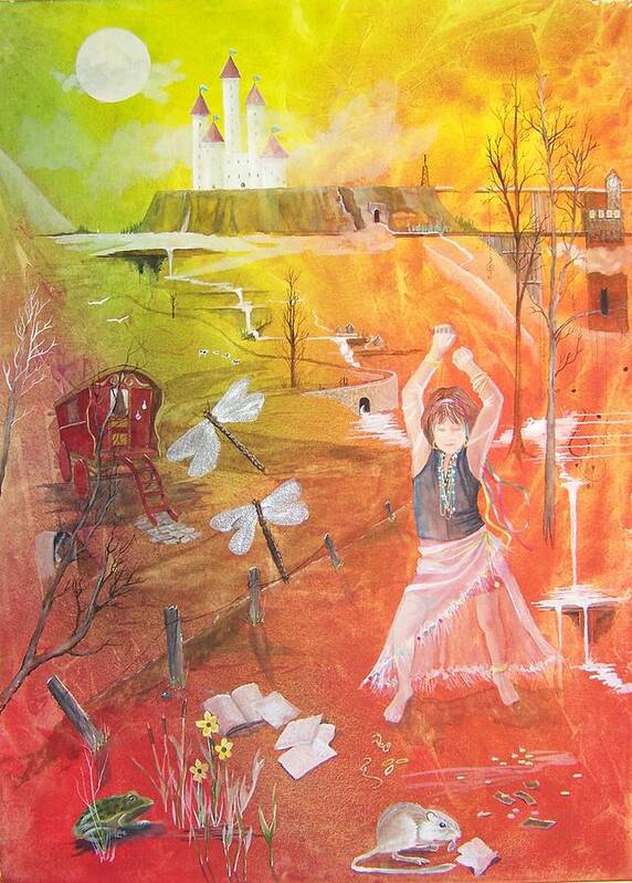 Gypsy Art Print featuring the painting Jayzen - The Little Gypsy Dancer by Jackie Mueller-Jones