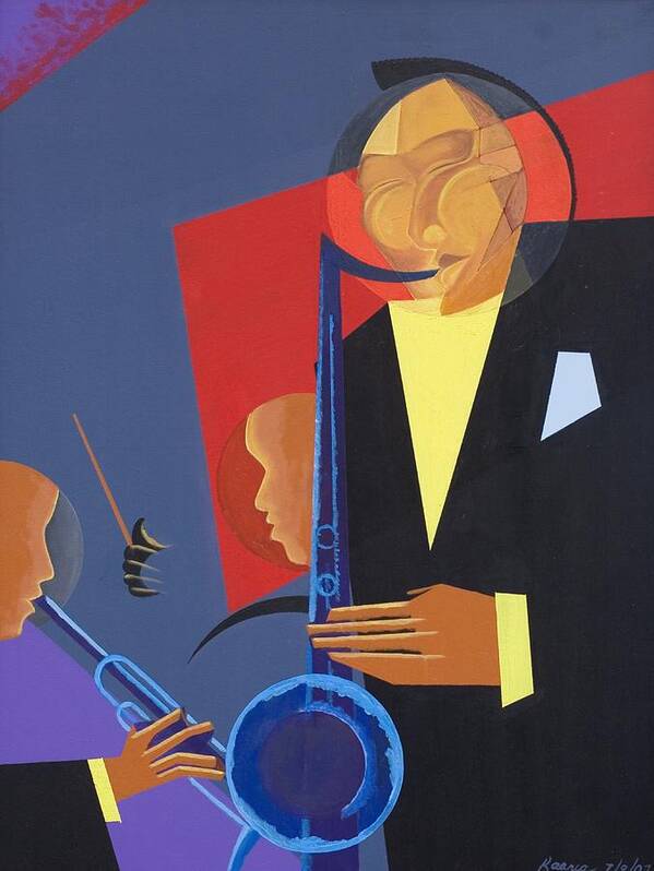 In A Groove Art Print featuring the painting Jazz Sharp by Kaaria Mucherera