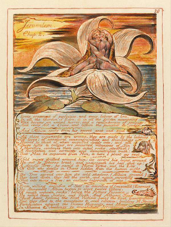 William Blake Art Print featuring the drawing Jerusalem. Plate 28 by William Blake