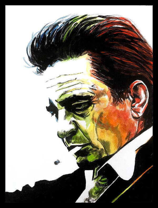 Portrait Art Print featuring the painting Johnny Cash by Joel Tesch