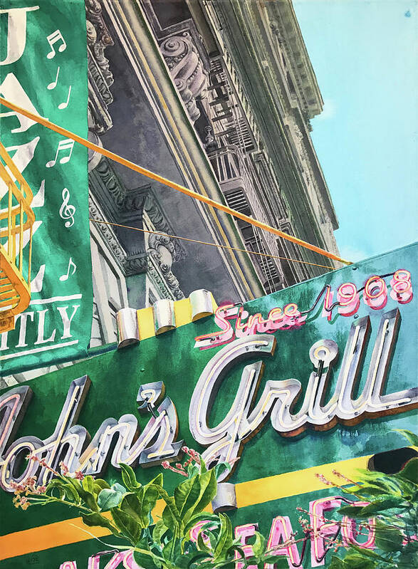 Painting Art Print featuring the painting John's Grill by Lisa Tennant