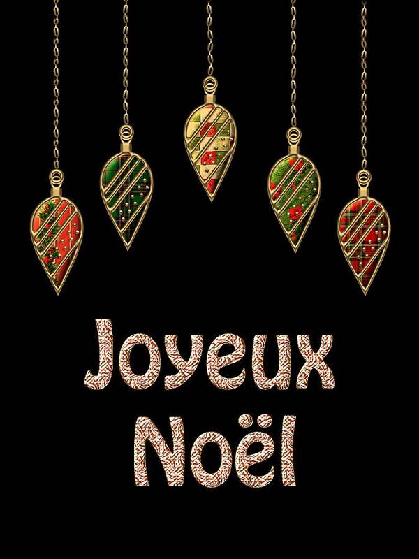 Red Art Print featuring the digital art Joyeux Noel French Merry Christmas by Movie Poster Prints