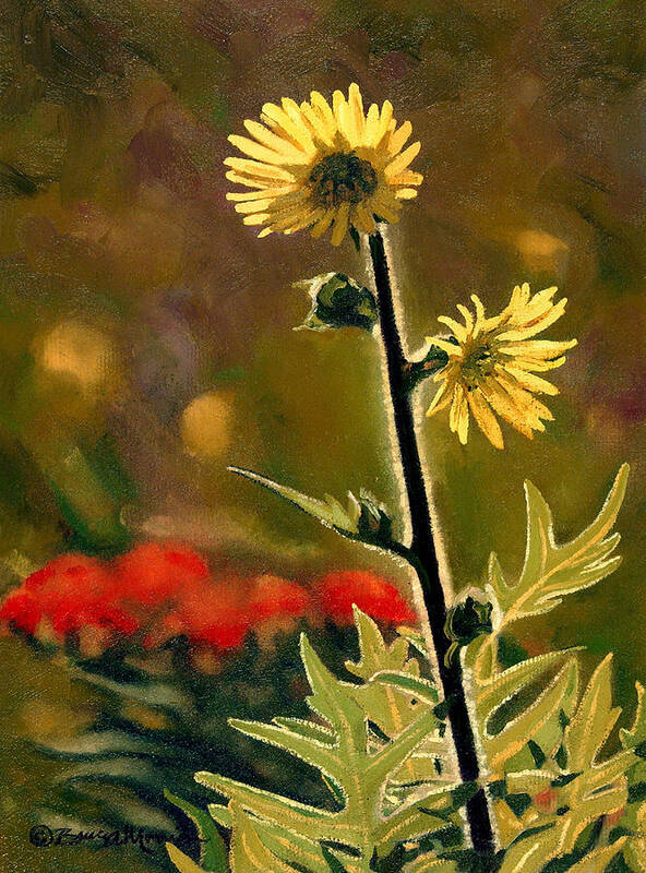 Prairie Flowers Art Print featuring the painting July Afternoon-Compass Plant by Bruce Morrison