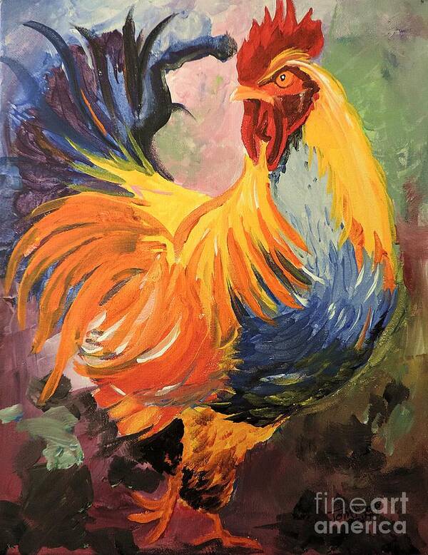 Bright Art Print featuring the painting Just Don't Call Me Chicken by Tom Riggs