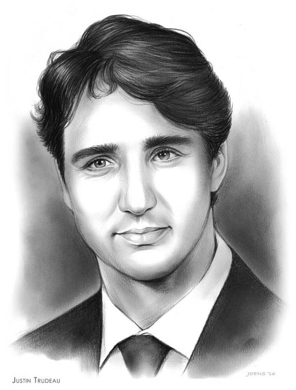 Justin Trudeau Art Print featuring the drawing Justin Pierre James Trudeau by Greg Joens