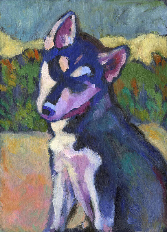 Siberian Husky Art Print featuring the painting Kaila Puppy by Linda Ruiz-Lozito