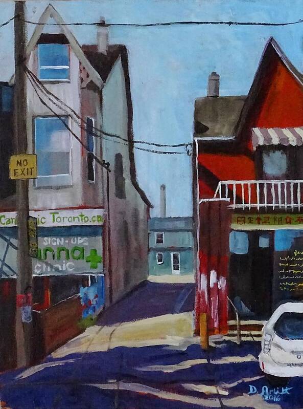 Toronto Art Print featuring the painting Kensington Market Laneway by Diane Arlitt
