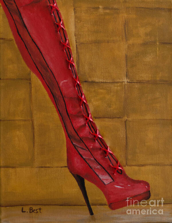 Mixed Media Art Print featuring the painting Kinky Boot by Laurel Best