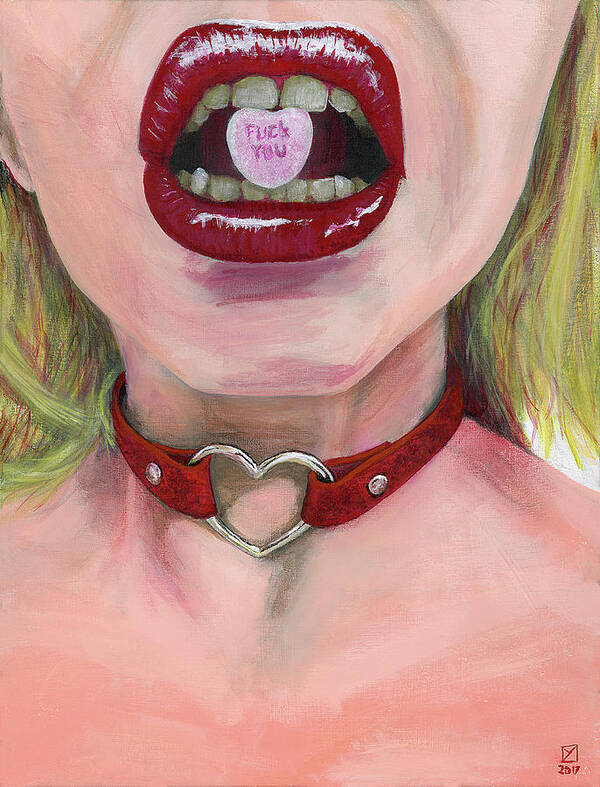 Blonde Art Print featuring the painting Kiss Me by Matthew Mezo