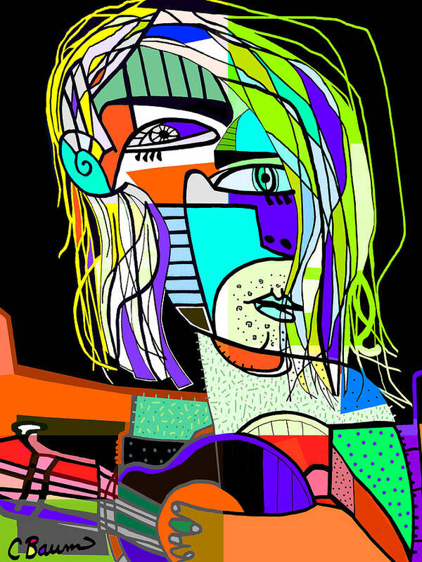Kurt Cobain Abstract Art Print By C Baum
