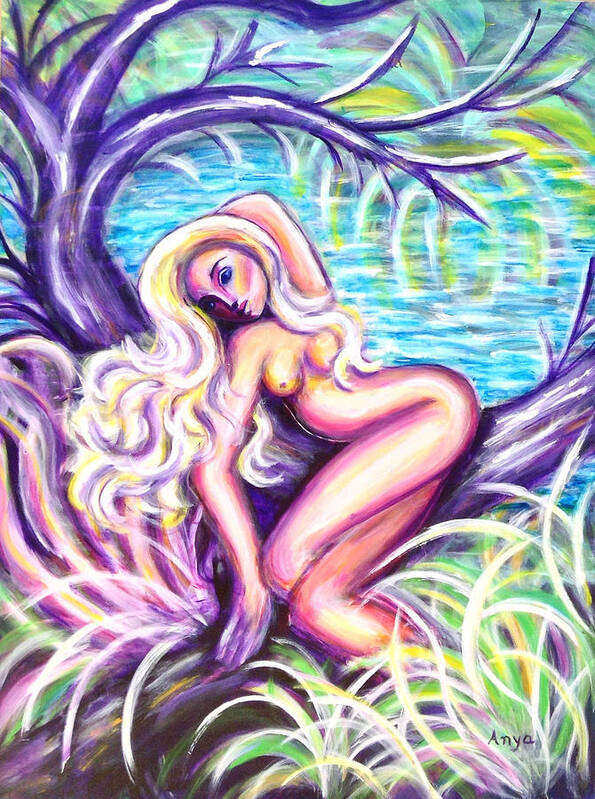  Art Print featuring the painting Lady in a Tree by Anya Heller