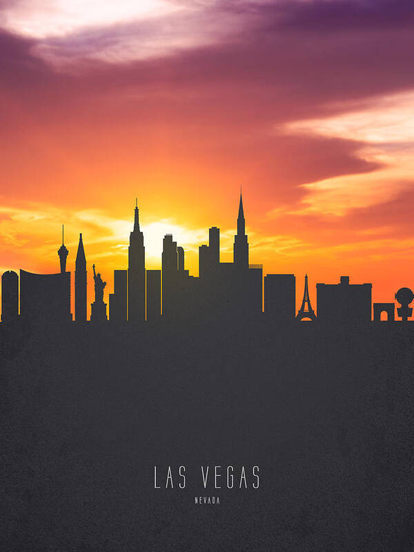 Las Vegas Nevada Sunset Skyline 01 Art Print by Aged Pixel - Fine Art  America