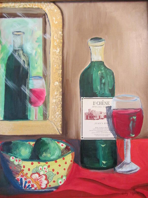 Wine Art Print featuring the painting Le Chene Still Life by Dody Rogers