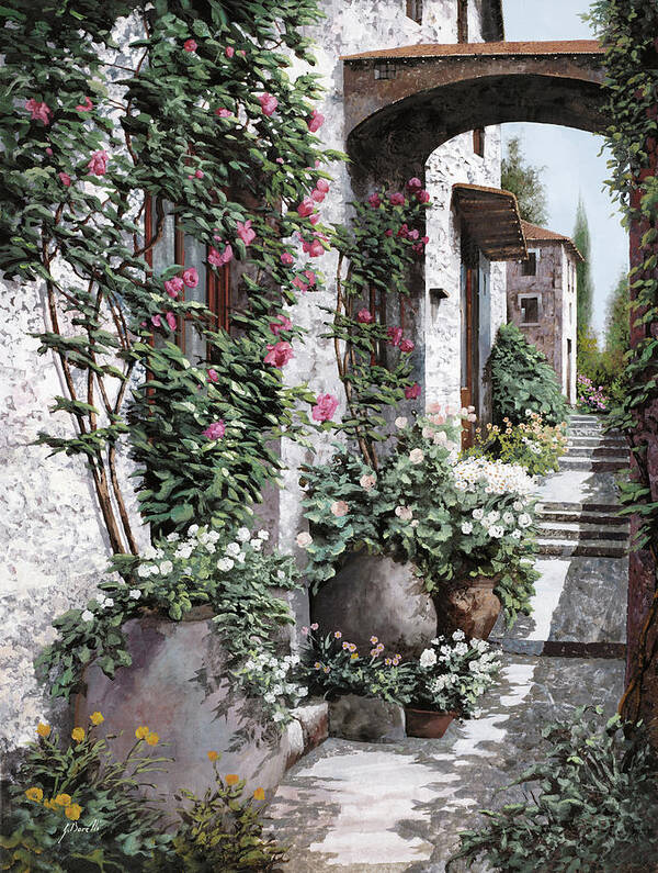 Arch Art Print featuring the painting Le Rose Rampicanti by Guido Borelli