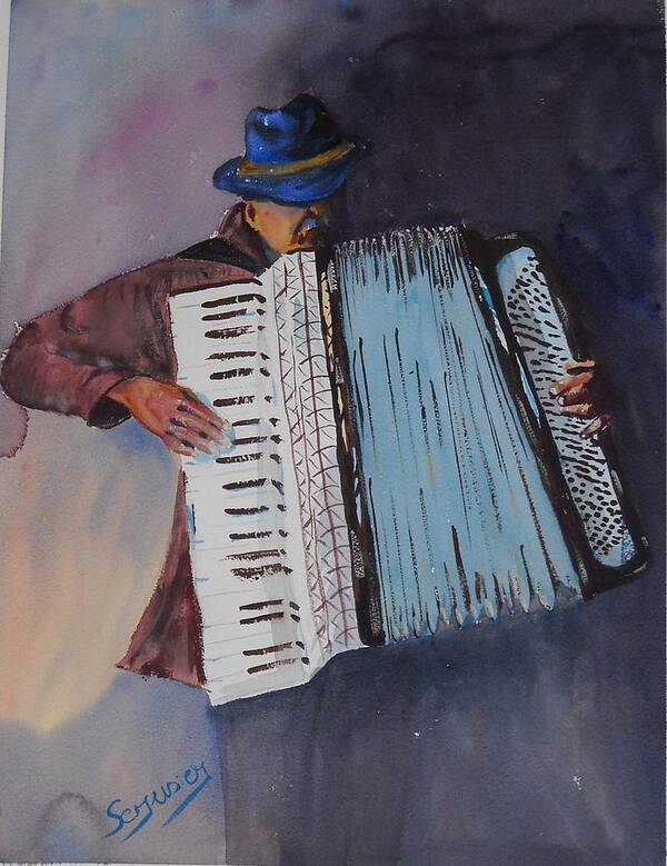 Accordeoniste Art Print featuring the painting Le Vieil Accordeoniste The Old Accordion by Dominique Serusier