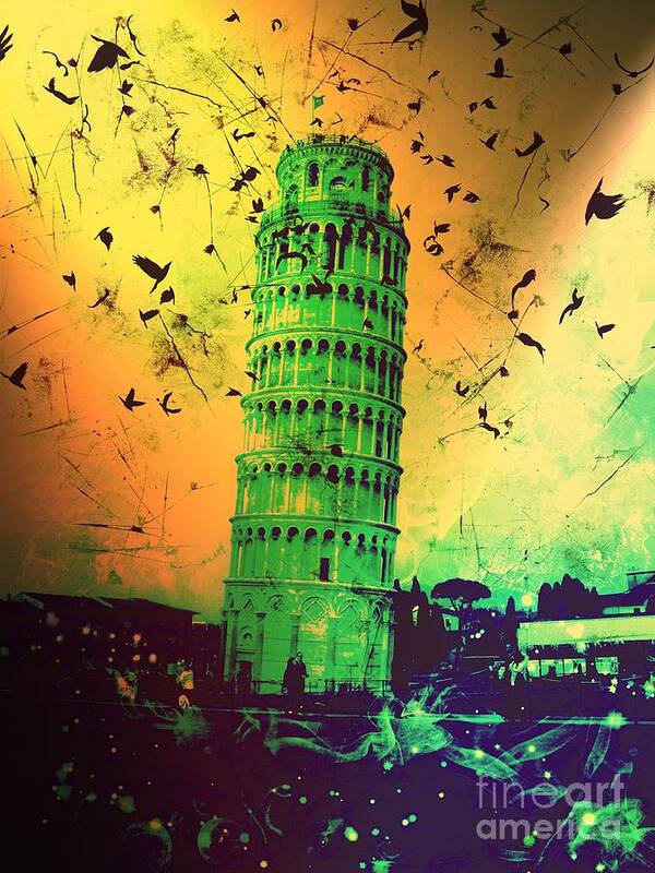 Leaning Tower Of Pisa Art Print featuring the digital art Leaning Tower of Pisa 32 by Marina McLain