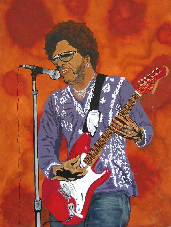 Lenny Kravitz Art Print featuring the painting Lenny Kravitz-The Rebirth of Rock by Bill Manson