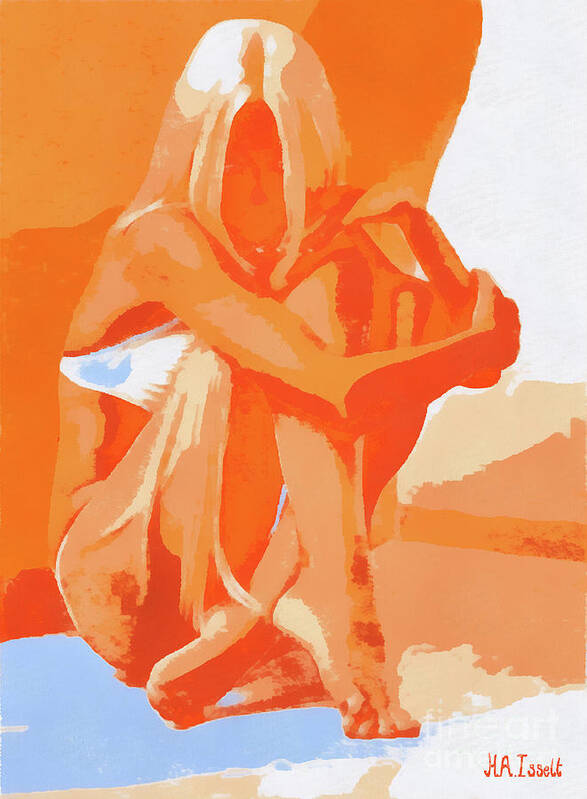 Female Art Print featuring the digital art Leonora Sitting Pose by Humphrey Isselt
