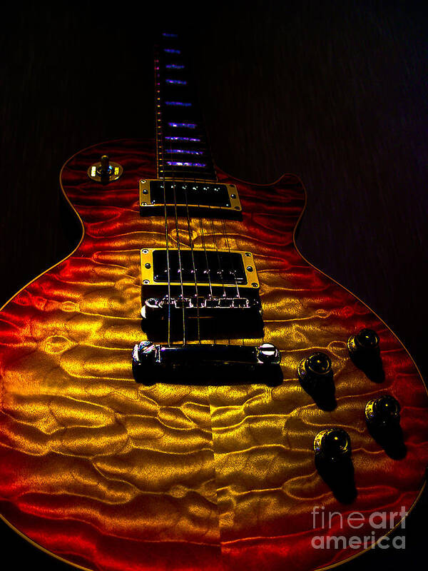 Guitar Art Print featuring the digital art Guitar Custom Quilt Top Spotlight Series by Guitarwacky Fine Art