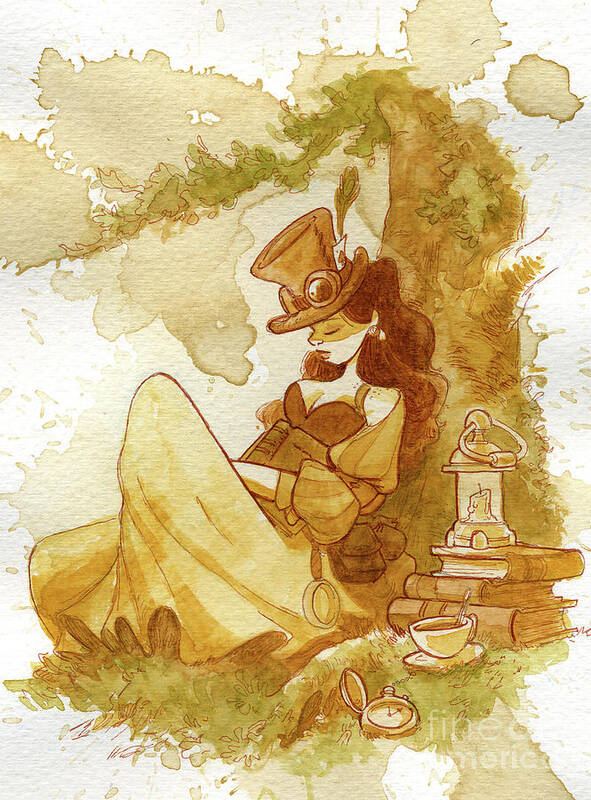Steampunk Art Print featuring the painting Librarian by Brian Kesinger