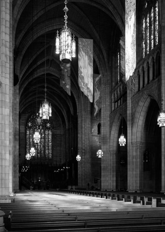 Princeton Art Print featuring the photograph Light Falling on Pews Inside Princeton Chapel by Stephen Russell Shilling