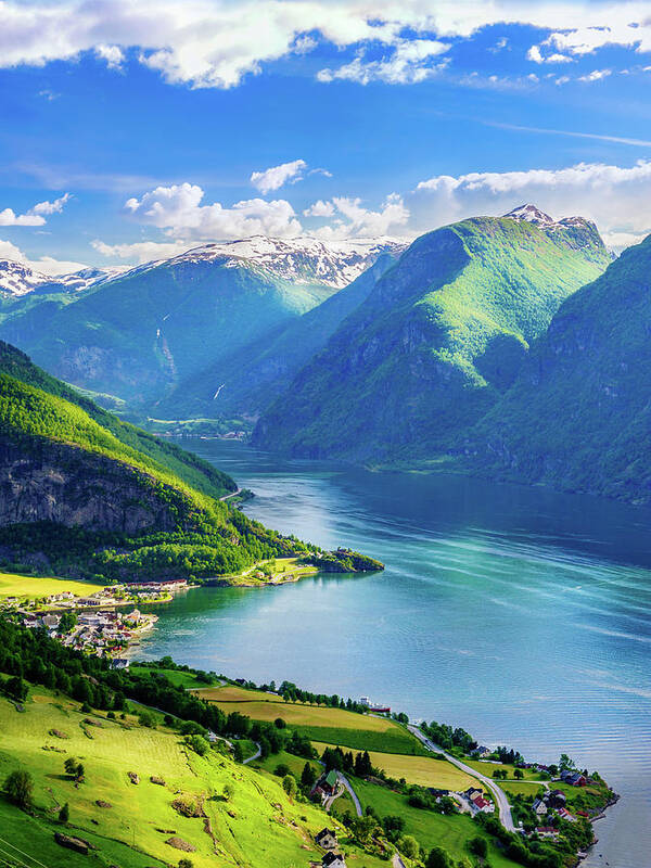 Aurland Art Print featuring the photograph Lights and shadows of Sognefjord by Dmytro Korol