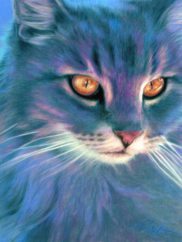 Cat Art Print featuring the painting Lilac Cat by Ragen Mendenhall