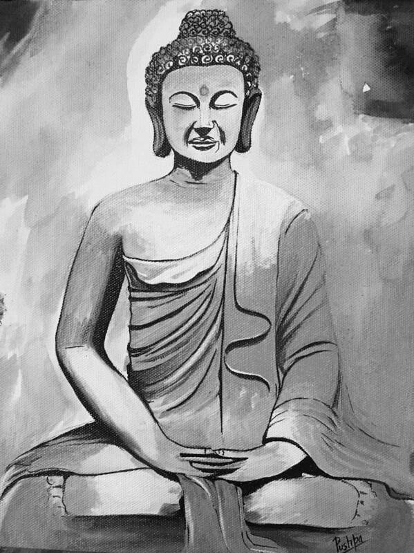 Free: Buddhism Buddharupa Zen Drawing - Buddha black and white  illustrations - nohat.cc